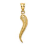 14K Brushed 3-D Italian Horn Pendant