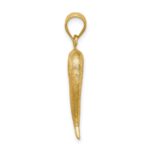 14K Brushed 3-D Italian Horn Pendant - Image 2