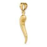 14K Brushed 3-D Italian Horn Pendant - Image 4