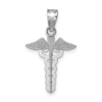 14K White Polished Caduceus Medical Symbol Pendant - Image 3