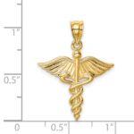 14K Polished 3-D Caduceus Medical Pendant - Image 2