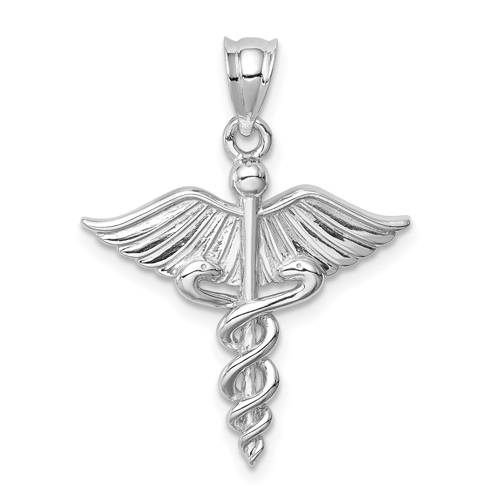 D4619.jpg 14K White Polished 3-D Caduceus Medical Pendant - Image 1