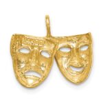 14K Polished Comedy/Tragedy Theater Masks Pendant - Image 3