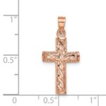 14K Rose Gold Polished Braided Cross Pendant - Image 4