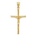 14K Brushed and Diamond-cut Crucifix Cross Pendant