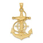14K Two-tone Polished and Satin Diamond-cut Mariner Crucifix Pendant - Image 3