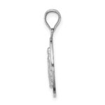 14K White Gold Polished Solid Miraculous Medal Oval Pendant - Image 2