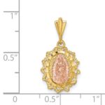 14K Two-tone Polished Our Lady of Guadalupe Oval Pendant - Image 4