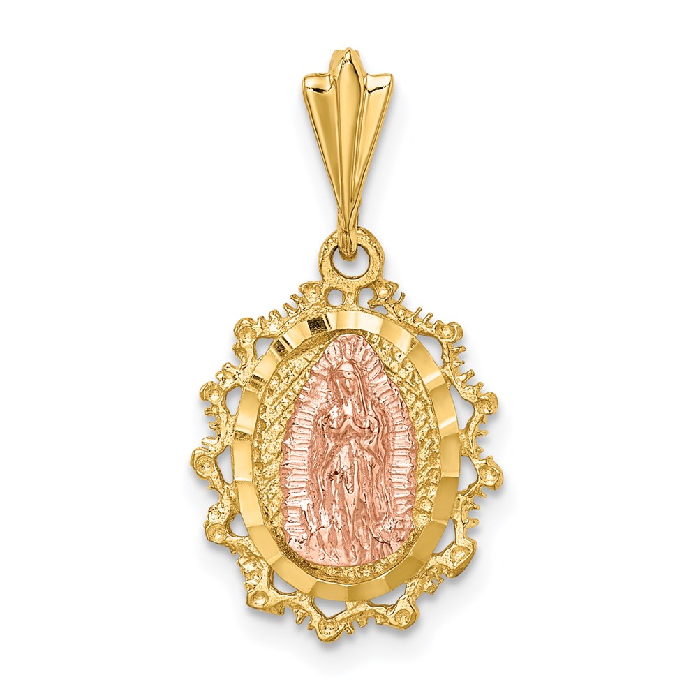 D4676.jpg 14K Two-tone Polished Our Lady of Guadalupe Oval Pendant - Image 1
