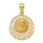 14K Brushed and Polished Virgin Mary Pendant