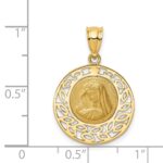 14K Brushed and Polished Virgin Mary Pendant - Image 4