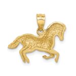 14K Brushed and Diamond-cut Horse Pendant - Image 3