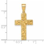 14K Polished Textured Nugget Style Cross Pendant - Image 4