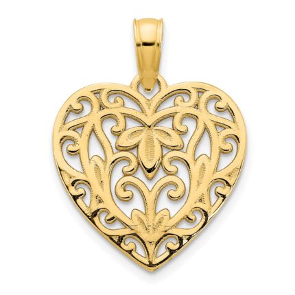 14k Fancy Filigree Heart Pendant