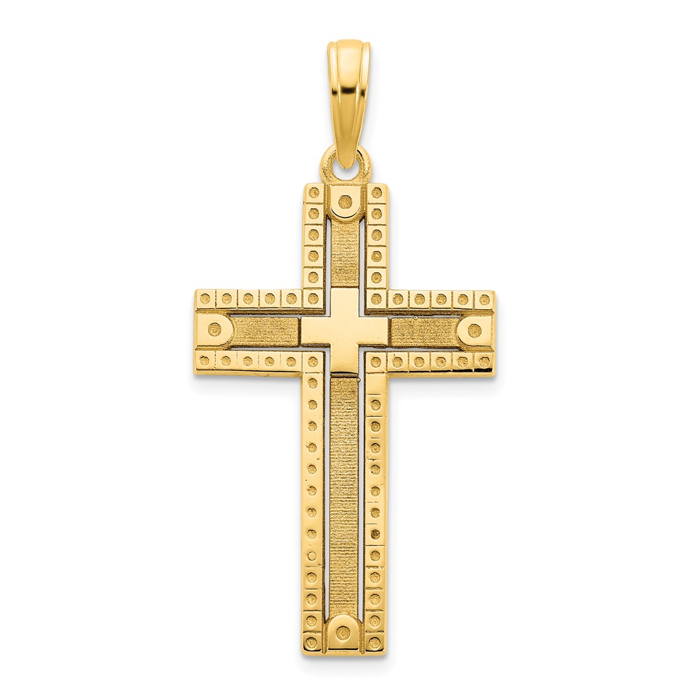 D5140.jpg 14k Fancy Sandblasted Cross Pendant - Image 1