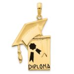 14k Black Epoxy Graduation Cap and DIPLOMA Pendant