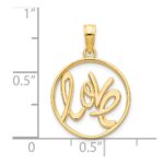 14k Polished LOVE in Circle Charm - Image 3