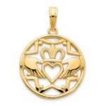 14k Claddagh Circle Pendant