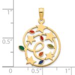 14k Multi-color Epoxy Christmas Lights and Stars Pendant - Image 2