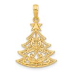 14k Polished Fancy Scrolled Christmas Tree Pendant