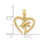 14k Polished Palm Tree In Heart Pendant - Image 4