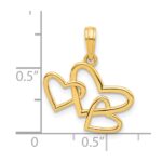 14k Polished Triple Heart Pendant - Image 4