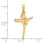 14k Polished Floral Cross Pendant - Image 4