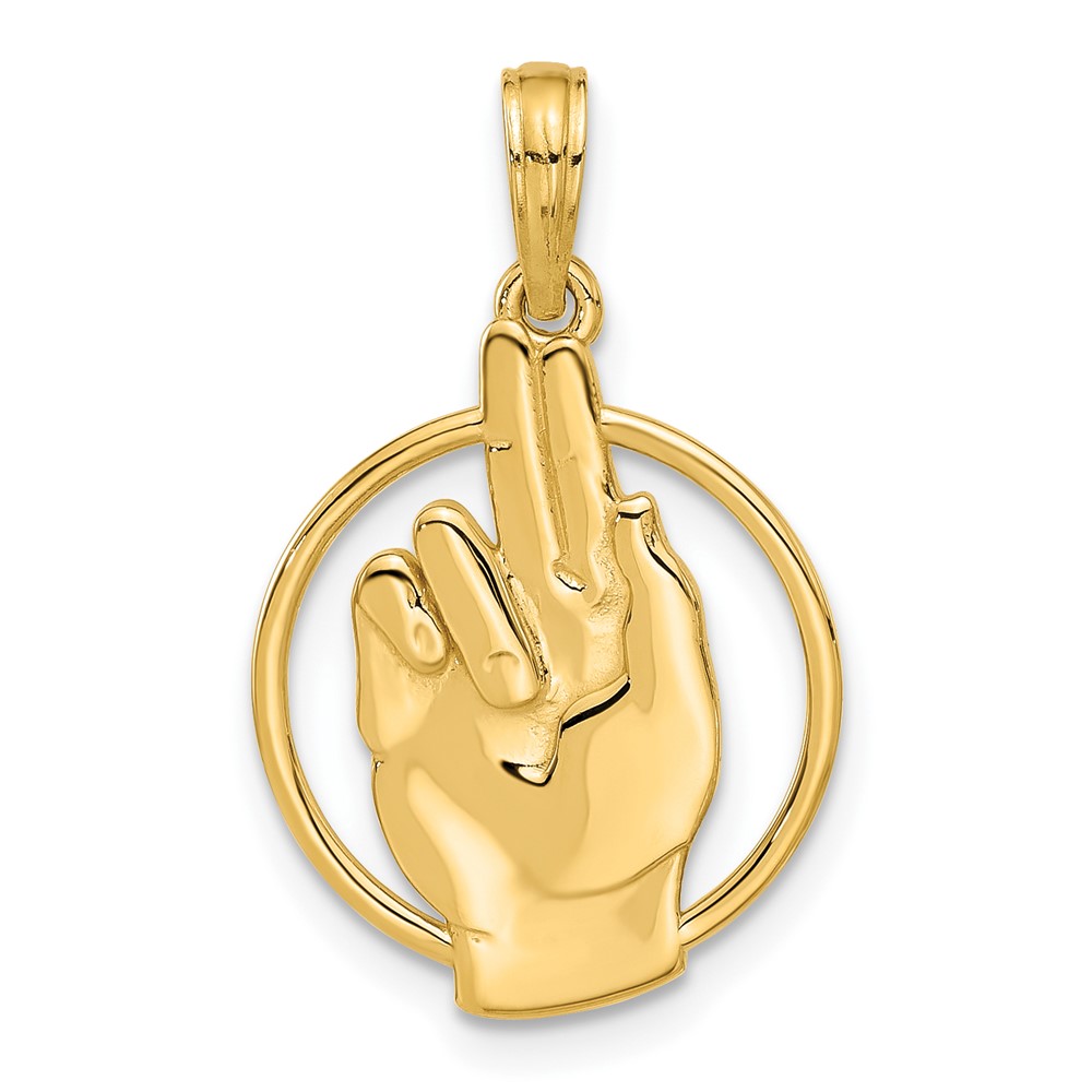 D5480.jpg 14k Polished Hand Gesture in Circle Charm - Image 1