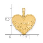 14K Polished and Brushed Fancy Scrolled Heart Charm - Image 3