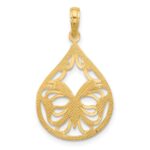 14K Polished Fancy Butterfly Teardrop Charm - Image 4