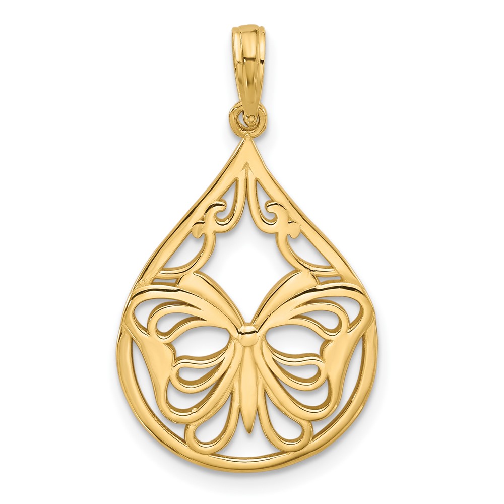 D5595.jpg 14K Polished Fancy Butterfly Teardrop Charm - Image 1