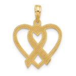 14K Polished Awareness Ribbon and Heart Charm - Image 4