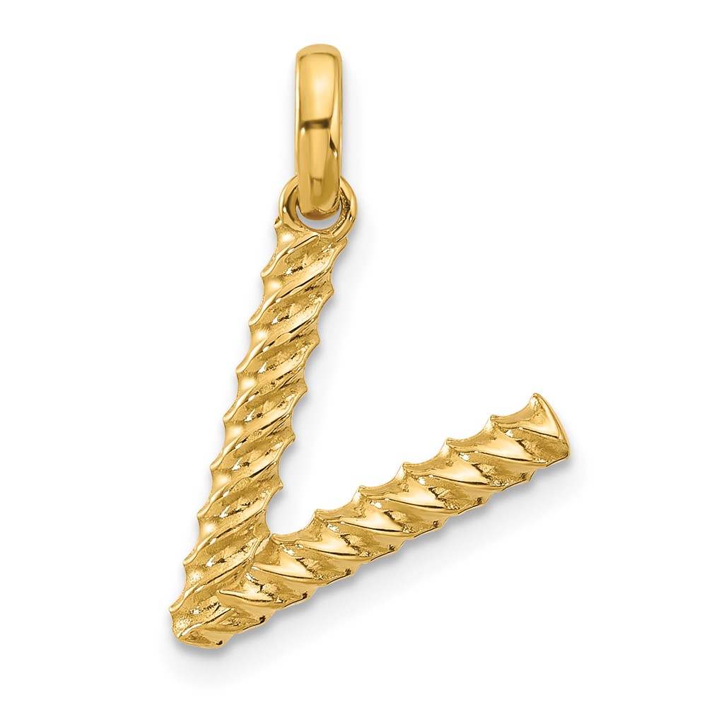 D5677V.jpg 14ky Fancy Twist Letter V - Image 1