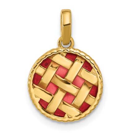 14k Red Enameled Fancy Pie Charm