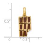 14k Brown Enameled Fancy Chocolate Bar Missing Bite Charm - Image 4