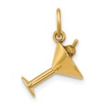 14ky Fancy Martini Glass With Olives Charm