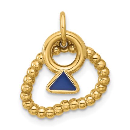 14k Beaded Necklace and Mini Enameled Ring Charm