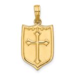 14K Polished Shield with Cross Pendant