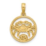 14K Polished Round Cancer Pendant