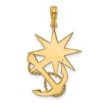14K Polished Compass And Anchor with Rope Pendant - Image 3