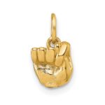 14K American Sign Language Alphabet Fingerspelling Sign T Pendant