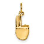 14K American Sign Language Alphabet Fingerspelling Sign U Pendant - Image 3