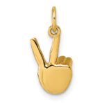 14K American Sign Language Alphabet Fingerspelling Sign V Pendant - Image 3