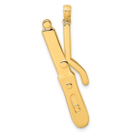 14K Polished Curling Wand Pendant