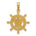14K Polished Turtle in Ships Wheel Pendant - Image 3