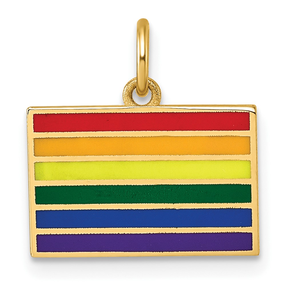 D5865.jpg 14K Polished Enameled Rainbow Flag Pendant - Image 1