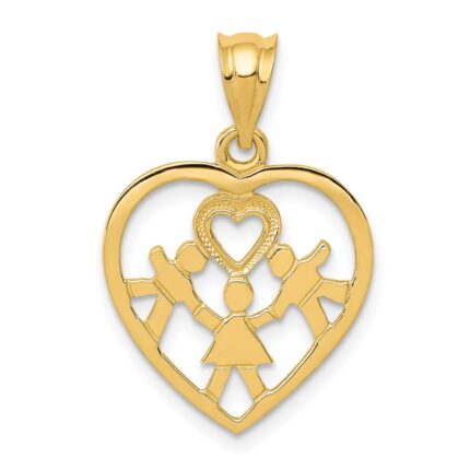 14k 3 Kids in Heart Charm