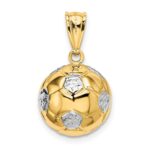 14K and White Rhodium 3-D Puffed Soccer Ball Pendant - Image 3