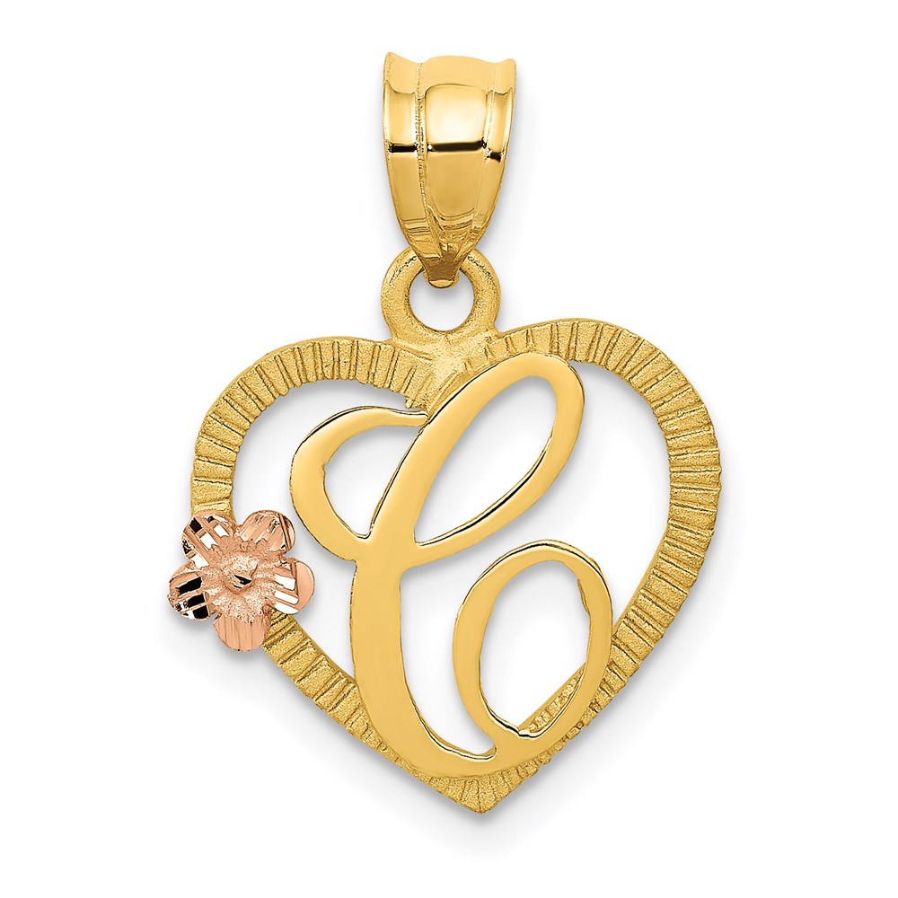 D898C.jpg 14k Two-Tone Heart Letter C Initial Pendant - Image 1
