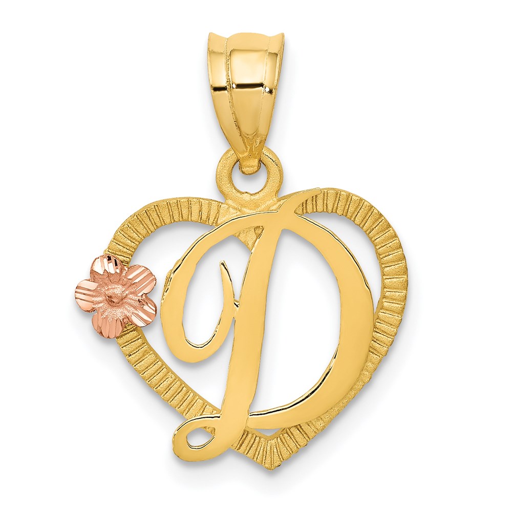 D898D.jpg 14k Two-Tone Heart Letter D Initial Pendant - Image 1
